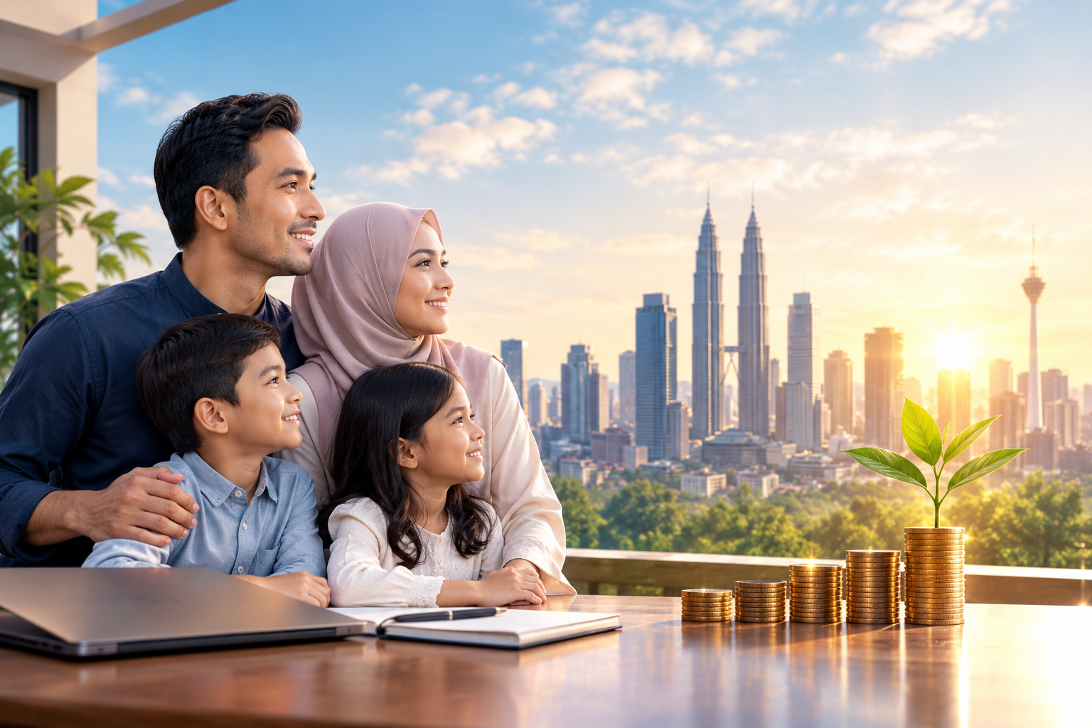 A family planning their wealth as savings grow